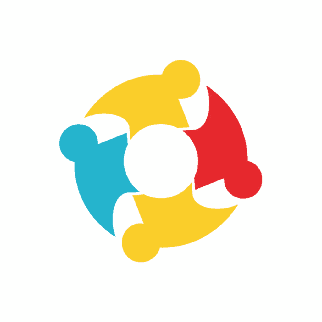 Colorful circle puzzle pieces forming a logo